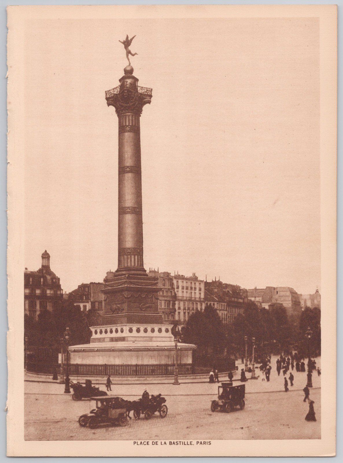 1913 Place de la Bastille Paris France July Column Monument Book Plate Print