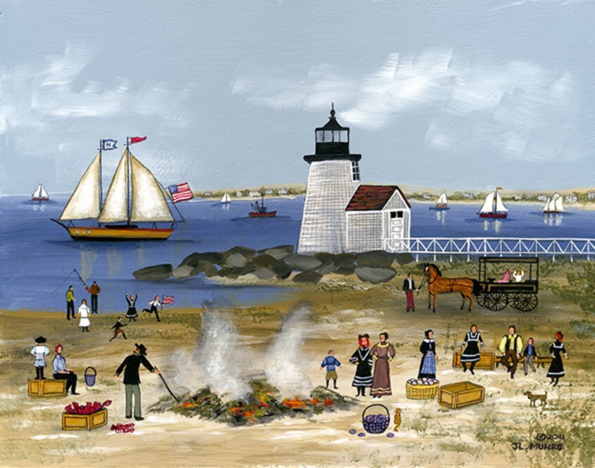 JL. Munro Limited Edition folk art print – Clambake at Brant Point