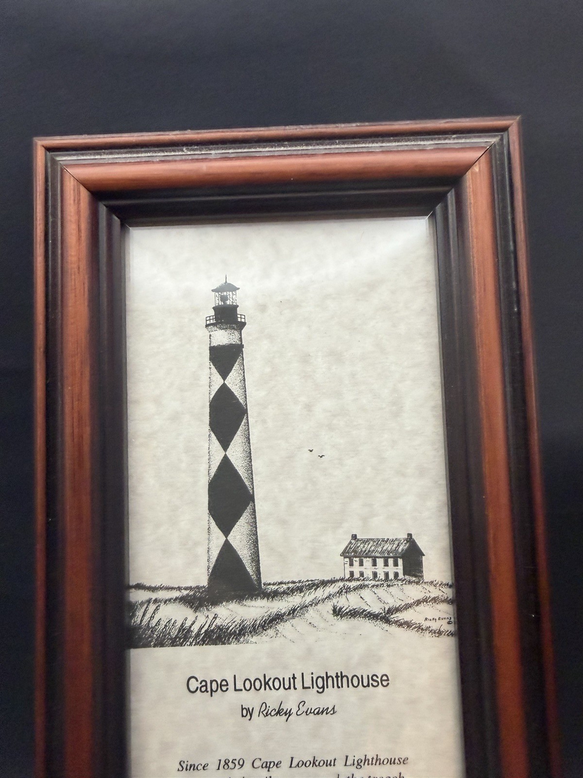 Ricky Evans Cape Lookout Lighthouse Framed Print NC Outer Banks 9.25”