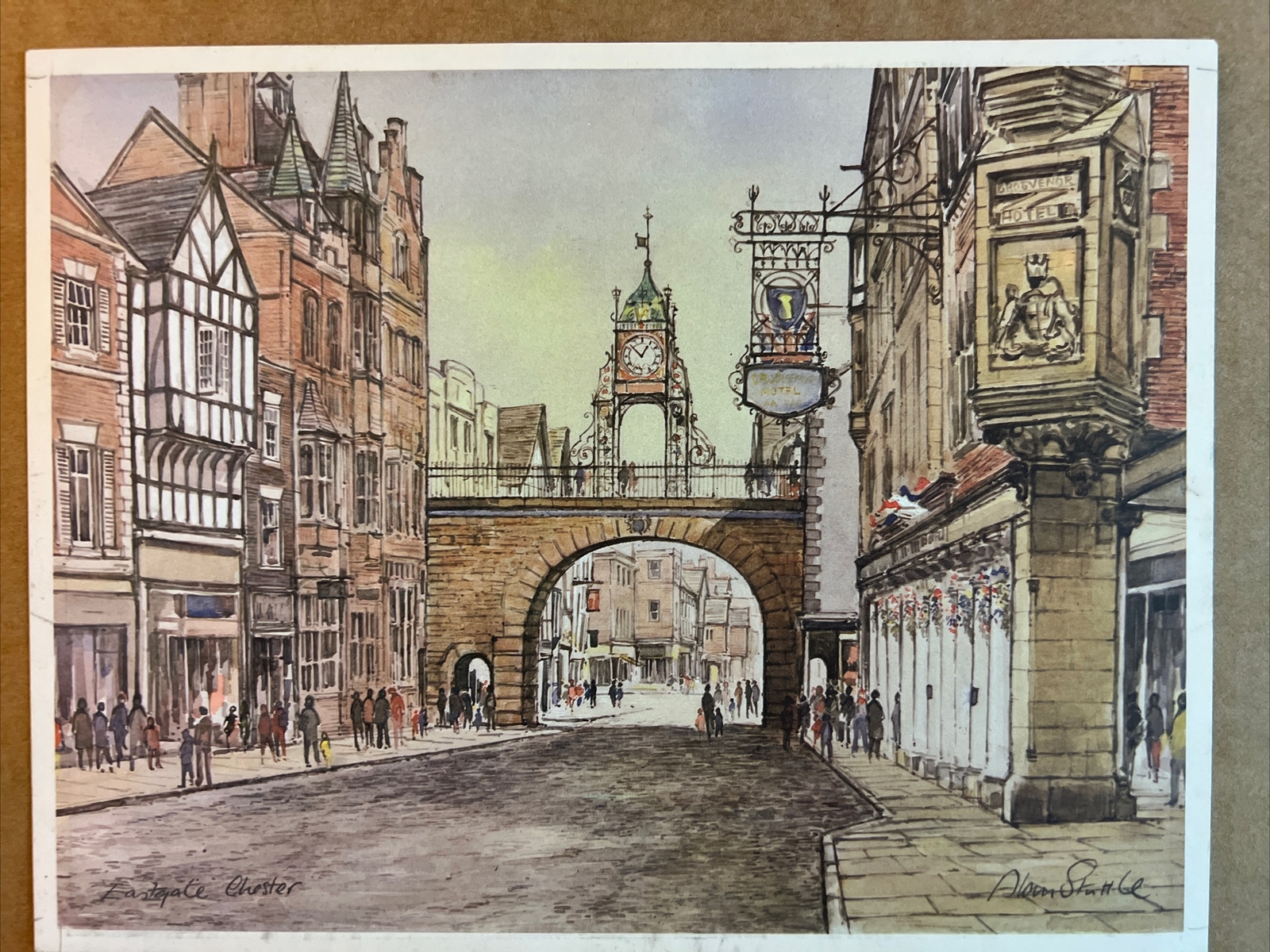 Eastgate Chester Clock Tower. U. K. Print On Card Stock 6 3/4 X 8 7/8