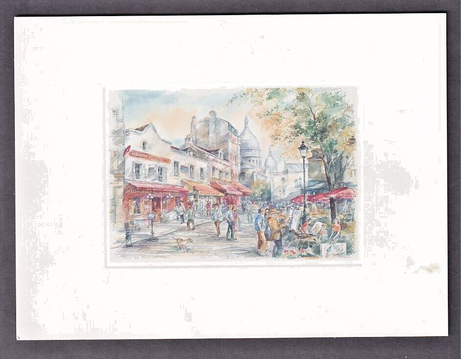 PLACE DU TERTRE 4-1/2 x 3-1/8 IMAGE ON 7-7/8 x 5-7/8 INCH PIECE – FRAMEABLE ART