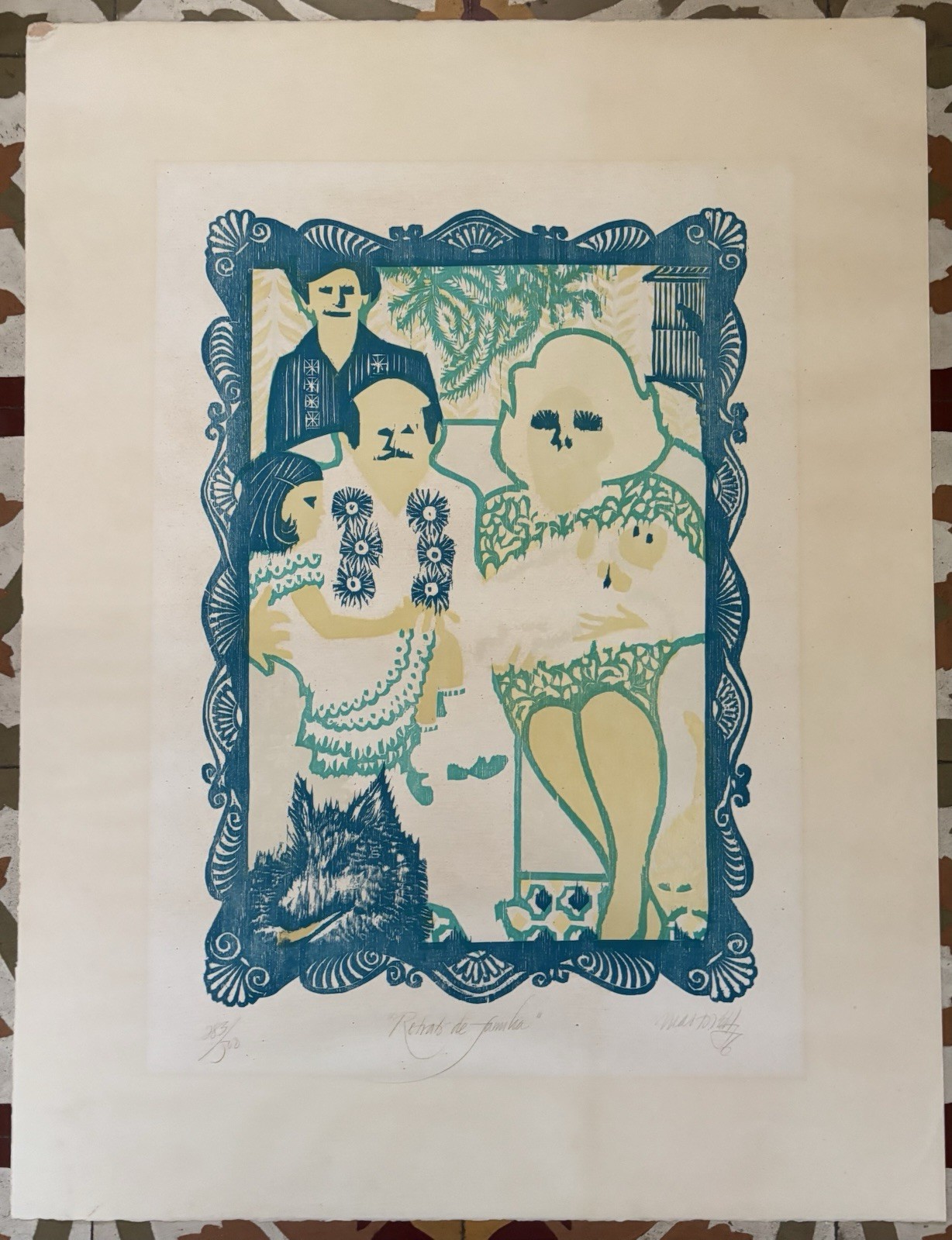 Antonio Martorell Serigraph Retrato de Familia 1976 Puerto Rico 283/500 Signed