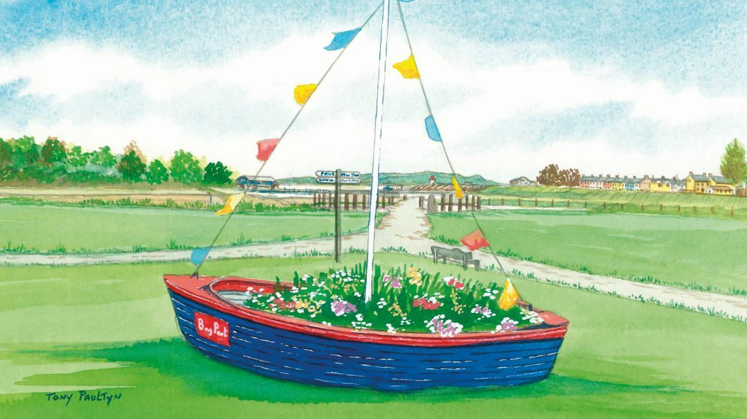 Burry Port Floral Boat – Greetings Card – Tony Paultyn