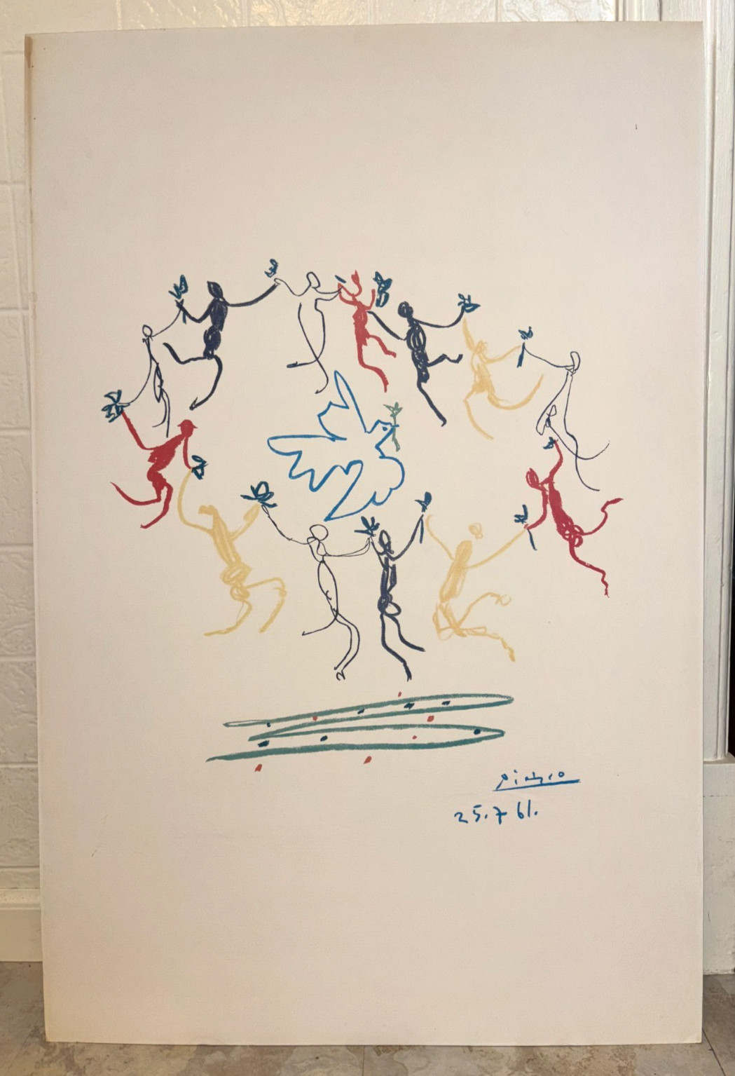 VTG 70s PABLO PICASSO LE RONDE DE LA JEUNESSE (THE DANCE OF YOUTH) Print onBoard