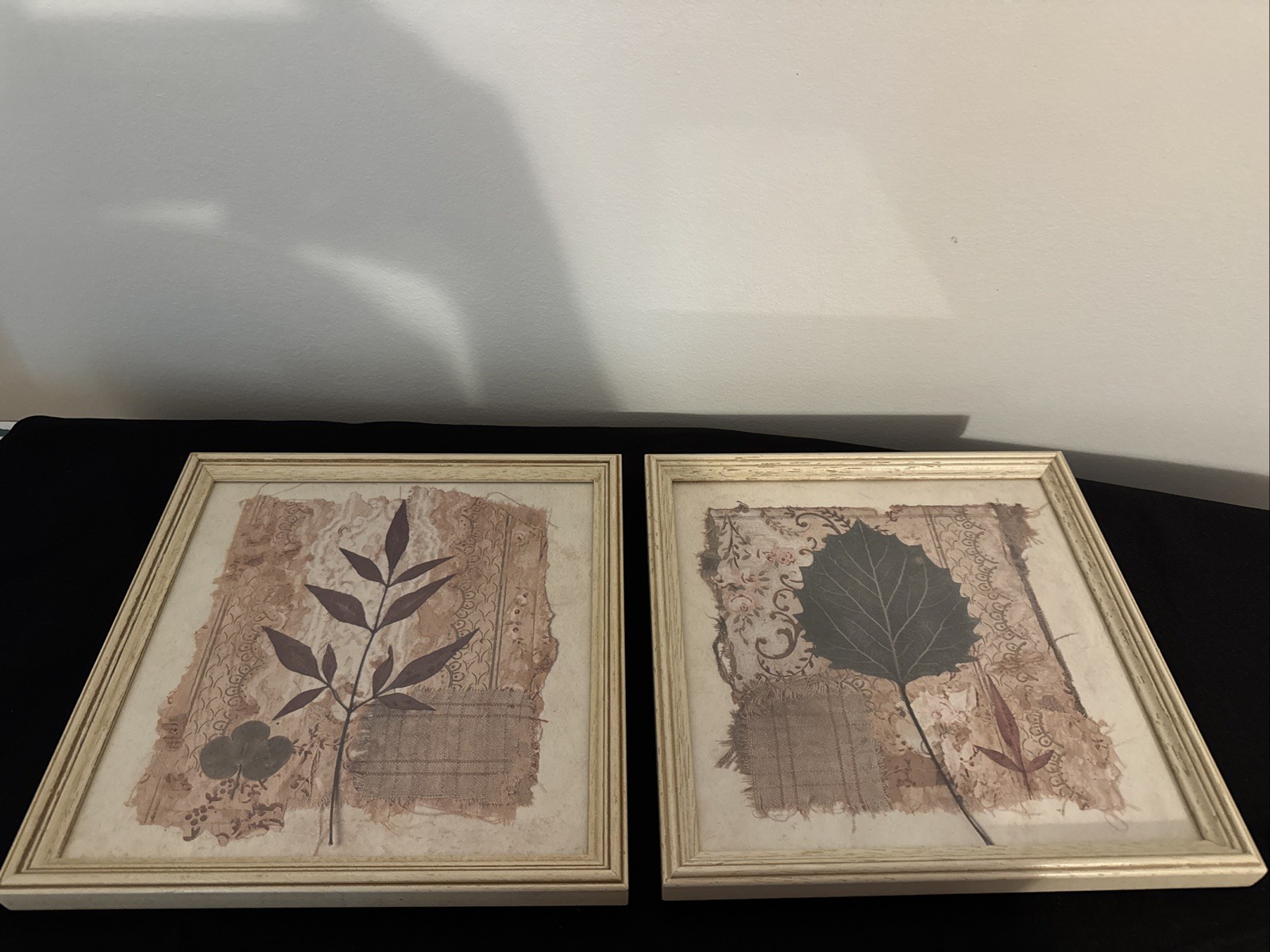Framed botanical prints Set Of 2. Cream Wooden Frame 10 X 10