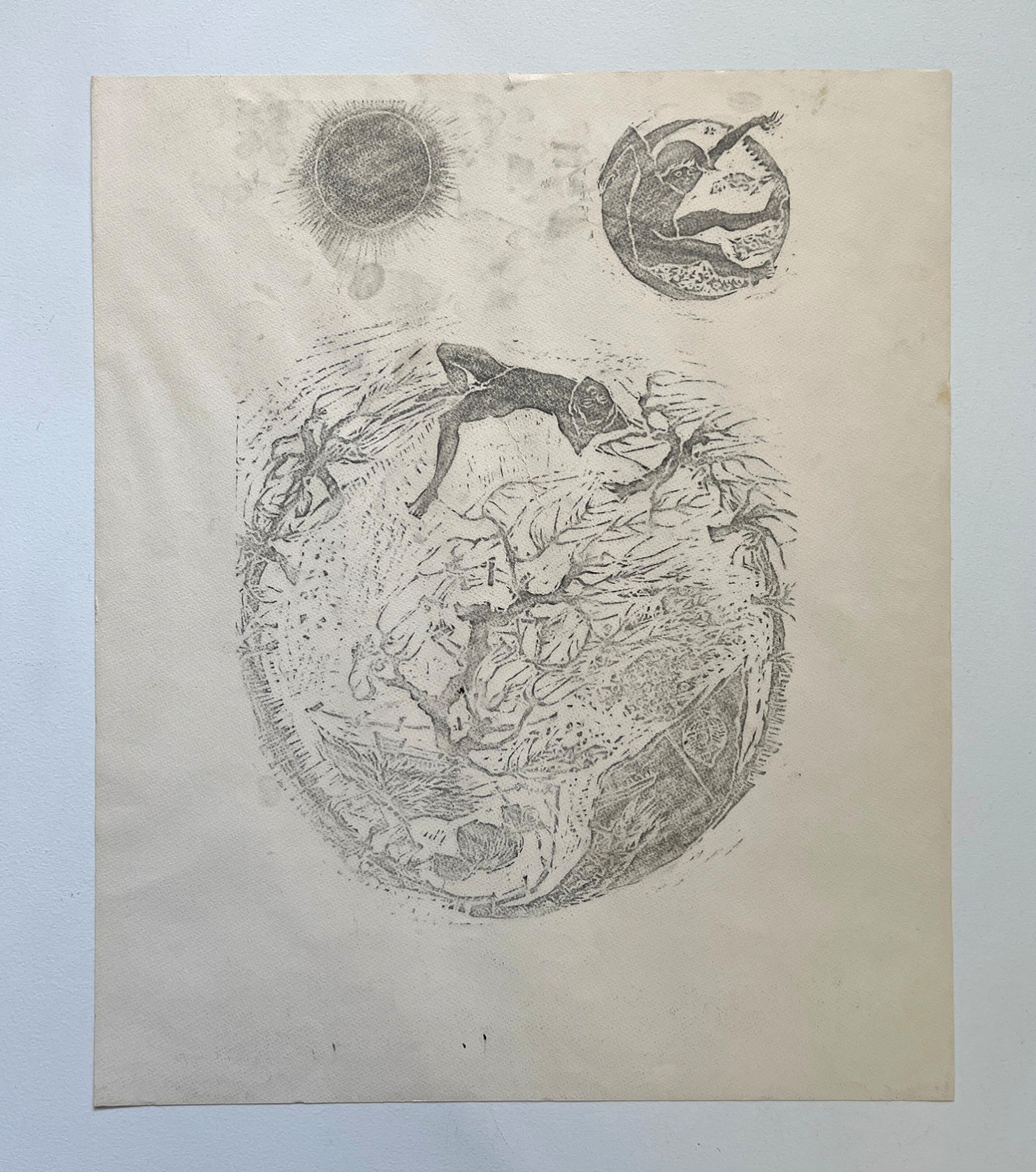 Vintage 1967 Woodblock Art by Praphan Srisouta, Thailand Limited Edition 4/30