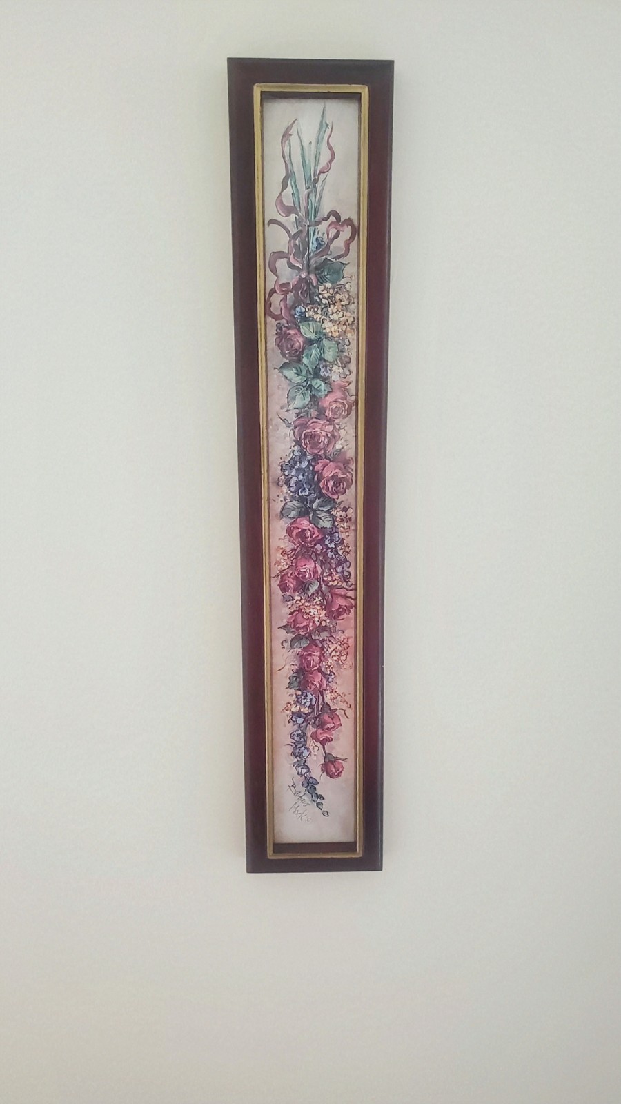 VINTAGE Home Interiors Bows Roses Signed Small Space Wall Hanging 4″x23″