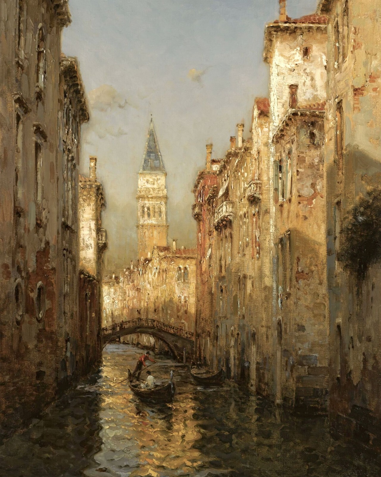 1800s Venice Italy Canal Cityscape Painting Giclee Print on Fine Art Paper
