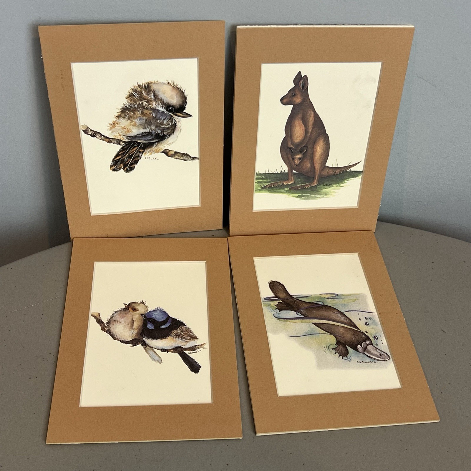 Australian Wildlife Art Prints Lesley Suzanne Davies Matted Kookaburra Platypus