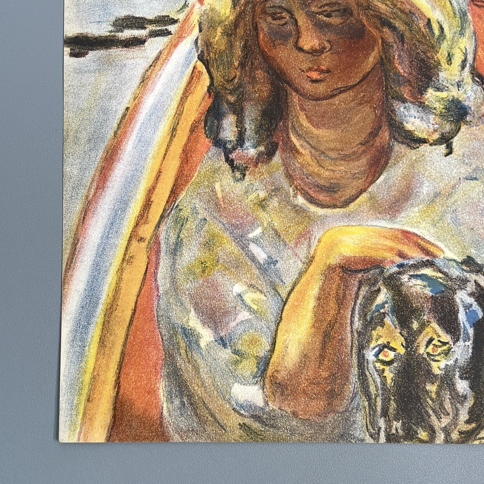 1939 Pierre Bonnard Original Color Lithograph Verve 5-6 Girl Boat Dog Art 14×10