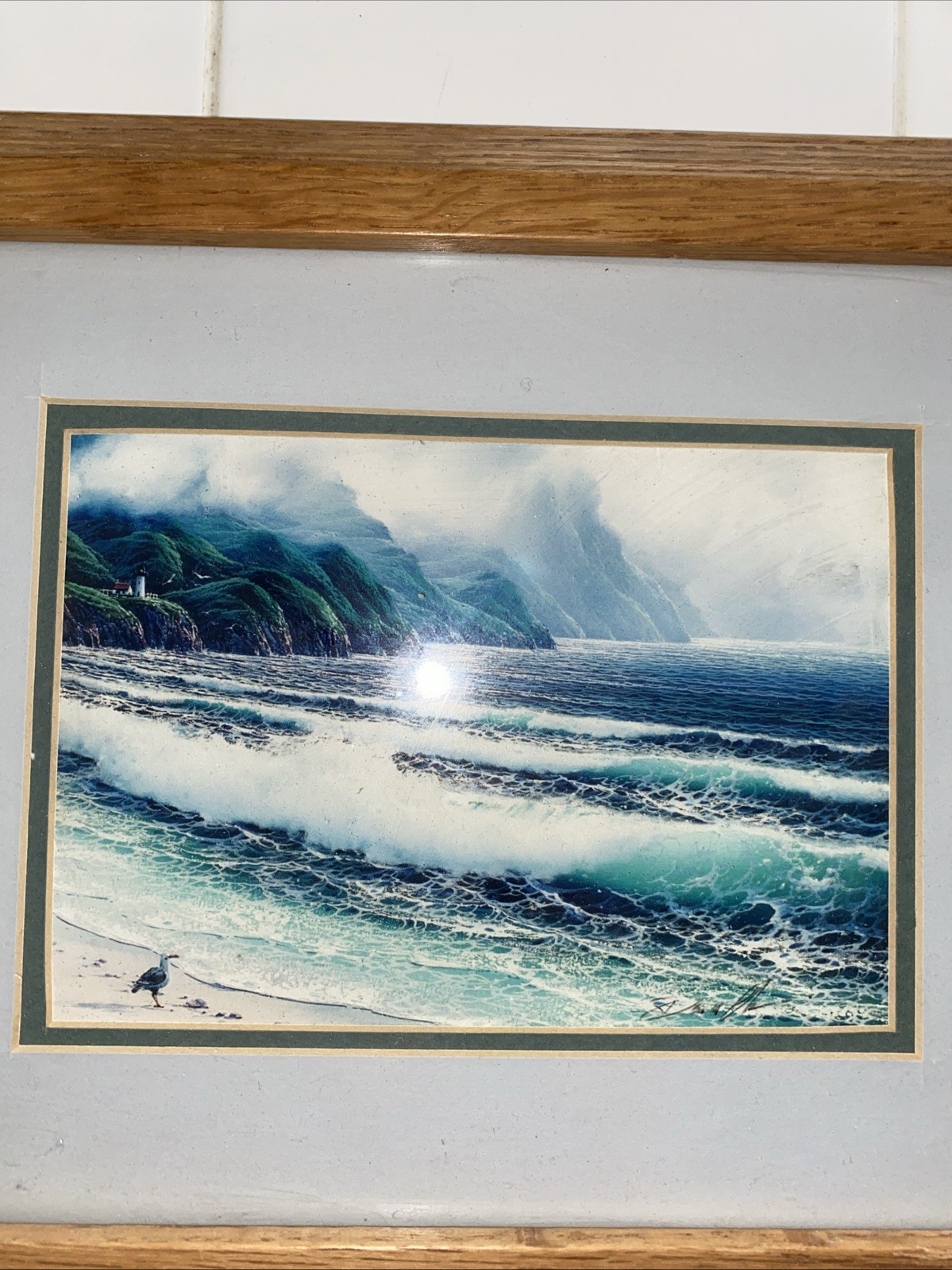 Seascape print 6.5 in. x 4.75 in., framed to 12 in. x 10 in., double matted