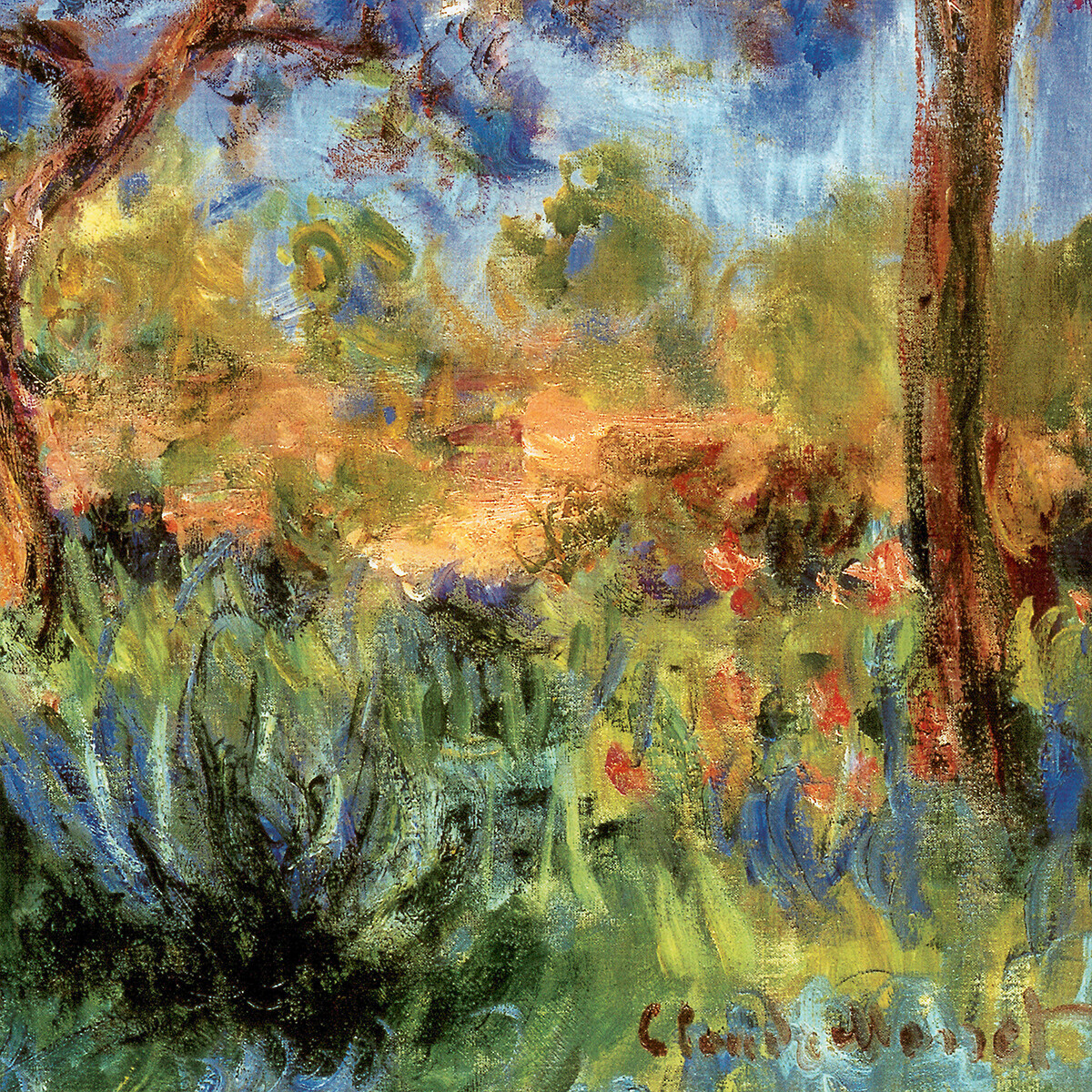 32Wx32H” SPRING IN GIVERNY by CLAUDE MONET – GARDEN TREES BLOSSOMS MELODY CANVAS