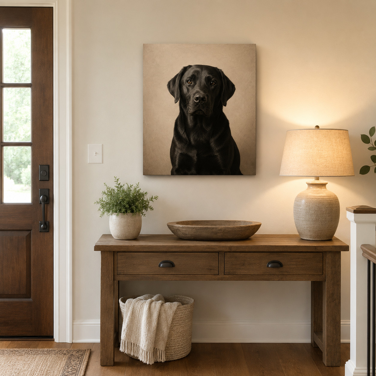 Custom Black Labrador Canvas Photo Print Pet Portrait Dog Wall Art Gift framed