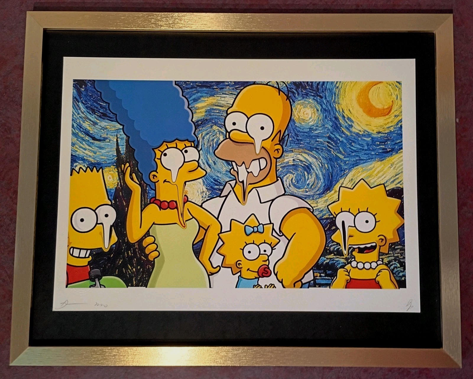 DEATH NYC ltd signed FRAMED art print 45x32cm simpsons van gogh starry night