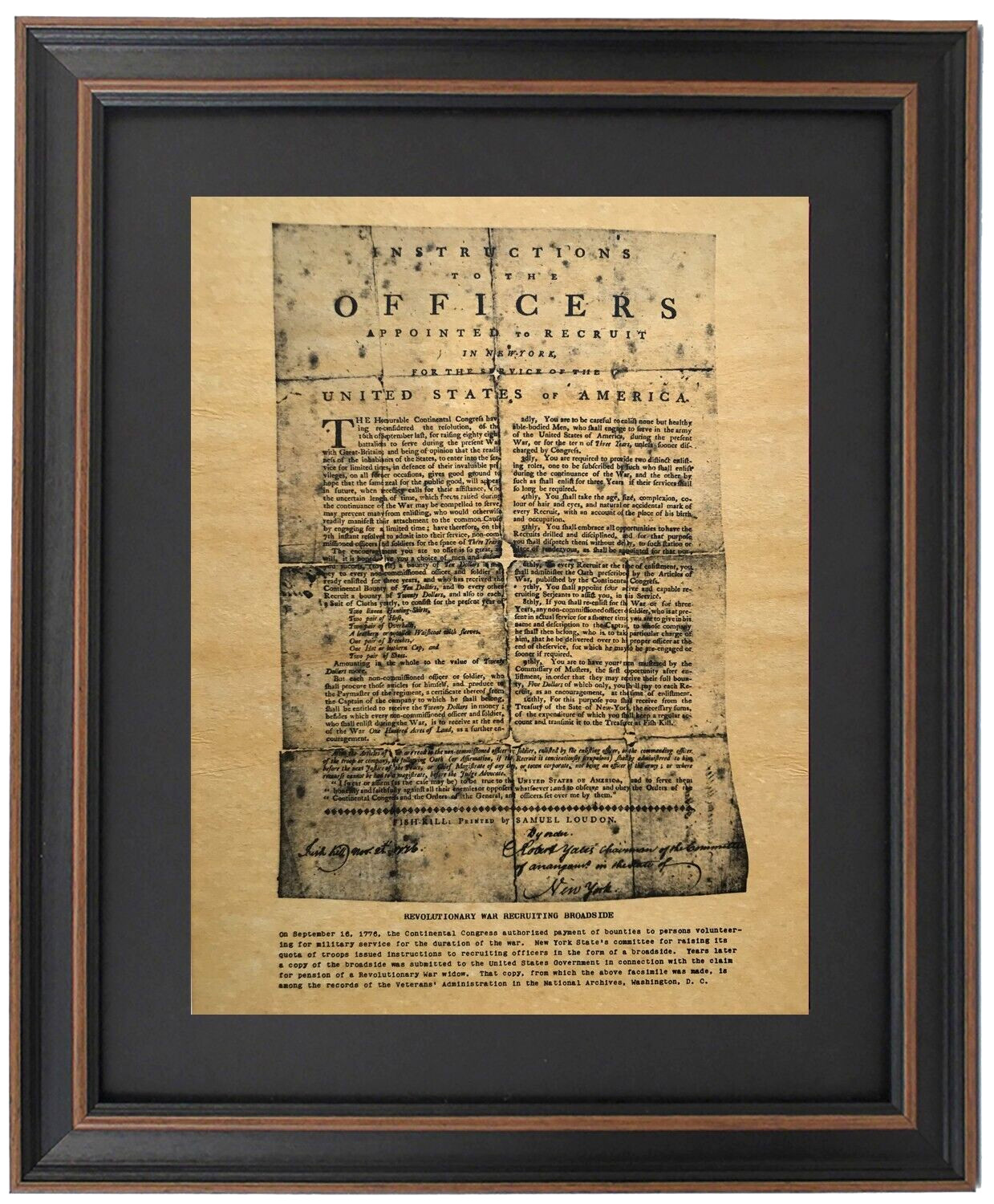 Framed Revolutionary War Recruiting Broadside by Patriot Gear Company™