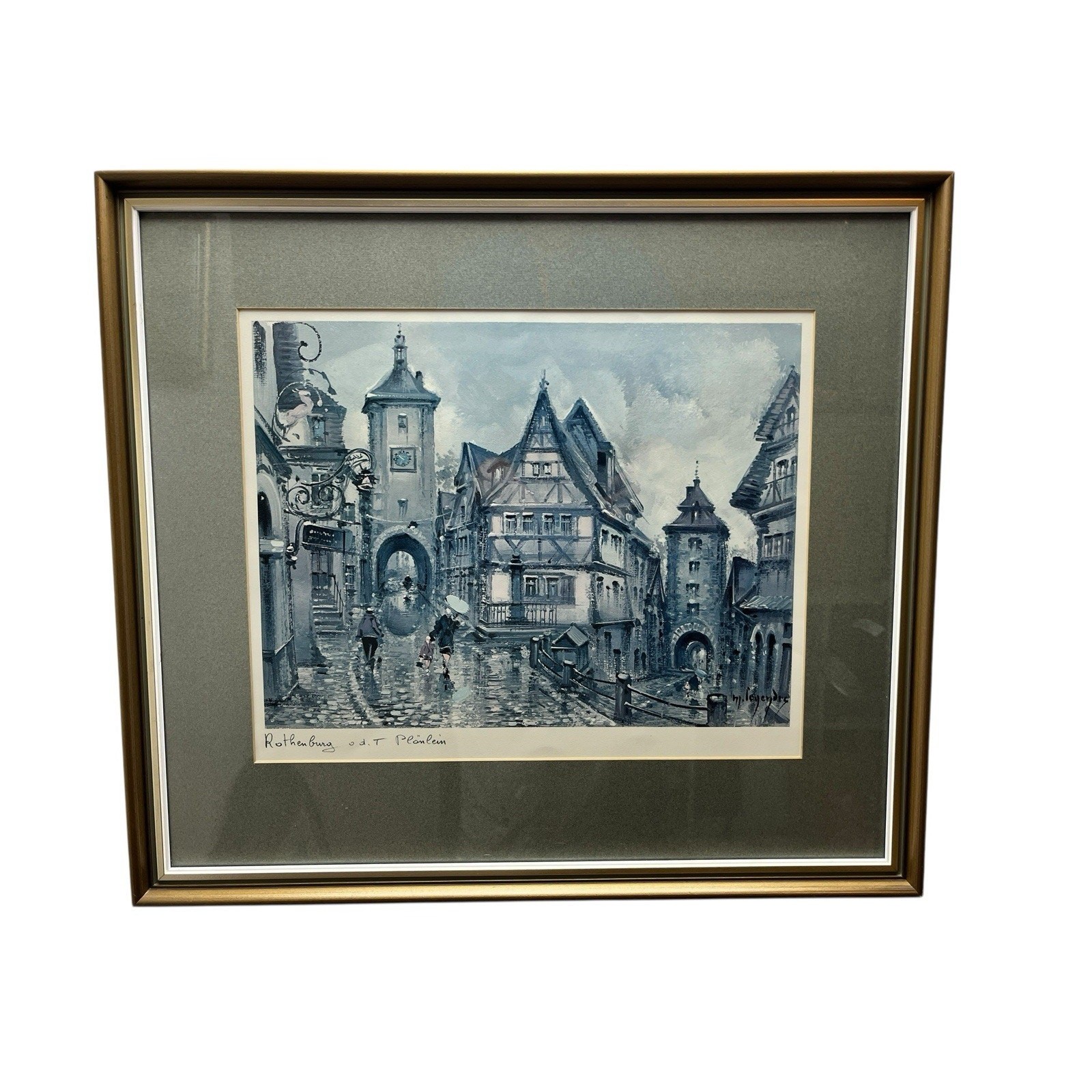 Maurice Legendre Signed Framed Art Rothenburg Print 50×42cm