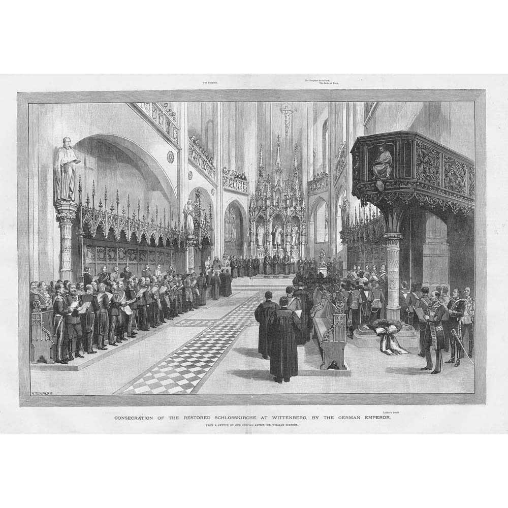 WITTENBERG Germany Consecration of the Schlosskirche – Antique Print 1892