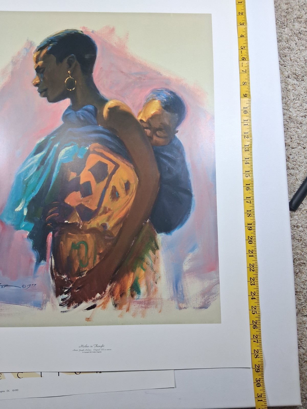 Mother in Thought Joseph Holston 1987 Art Print – 29″ × 22″