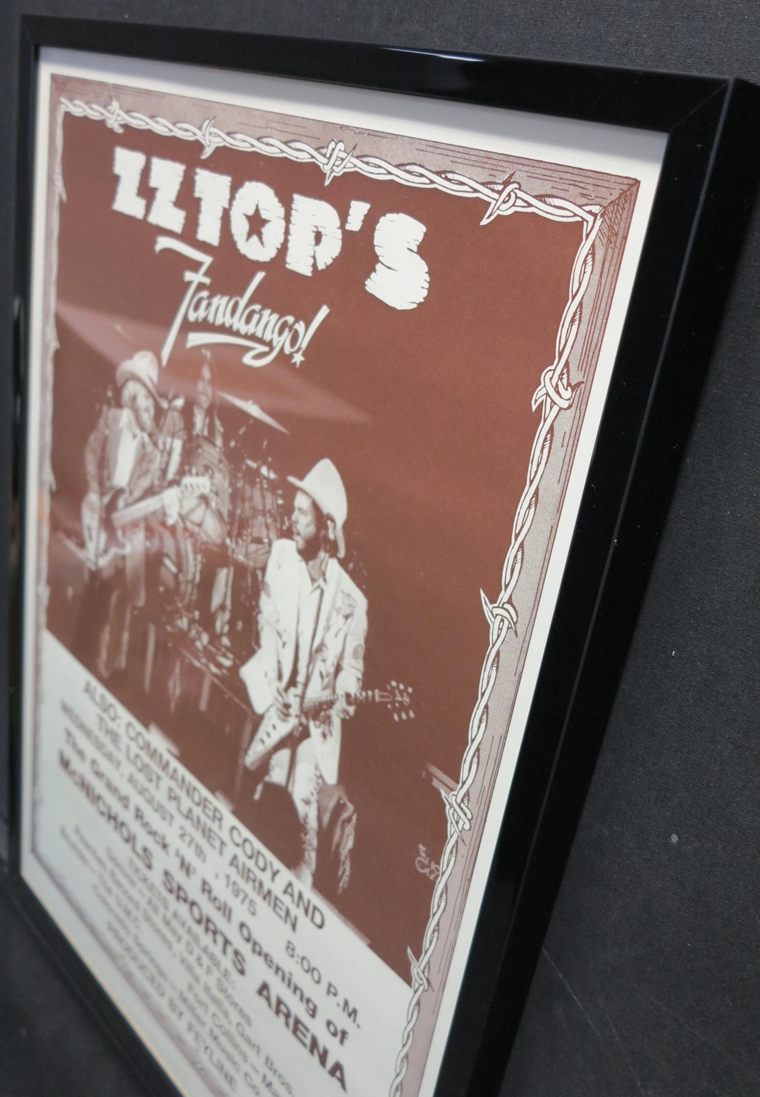 ZZ Top Fandango Original 1975 Concert Poster McNichols Arena Custom Framed