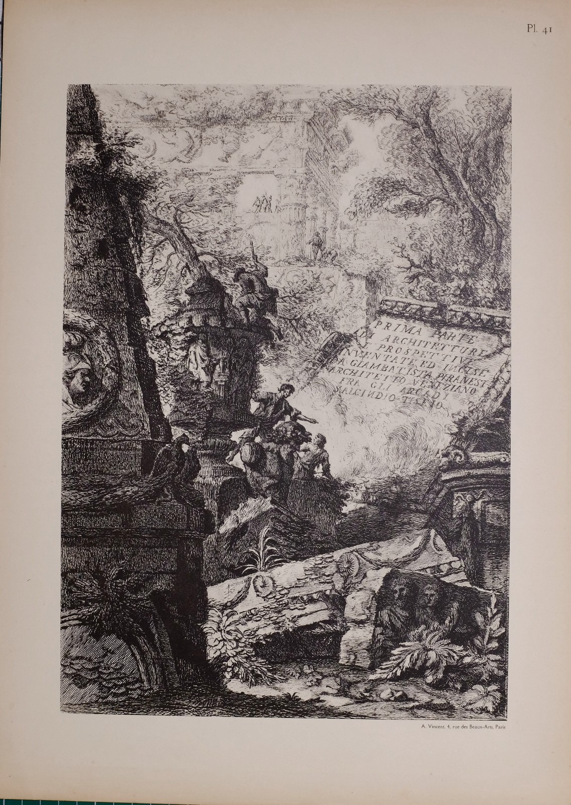 ANTIQUE PIRANESI PRINT 100 YEARS OLD from VIEWS of ROME TITLES FRONTISPIECES etc