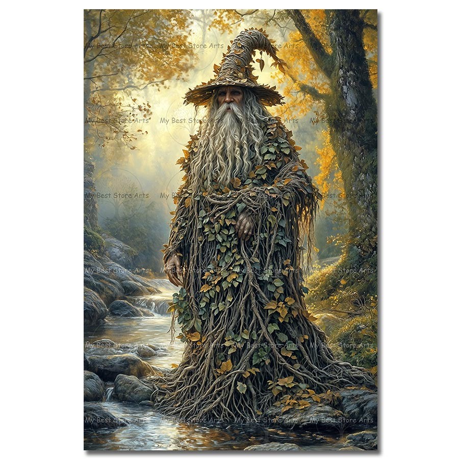 Witch Art Print, Enchanted Forest Sorceress Poster, Occult Fantasy Wall Decor
