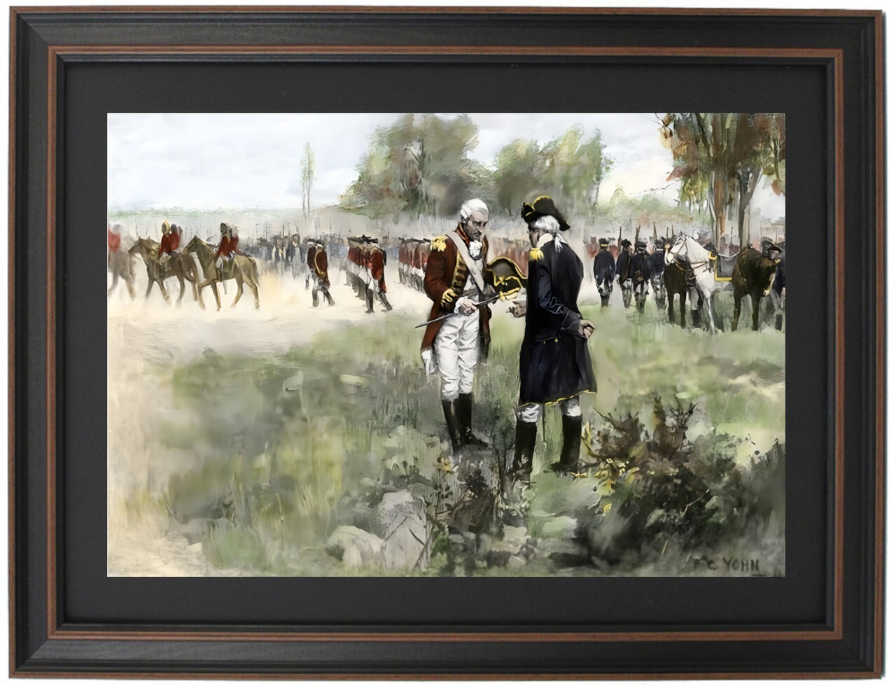 Framed Surrender of General Burgoyne to General Gates at Saratoga by F.C. Yohn