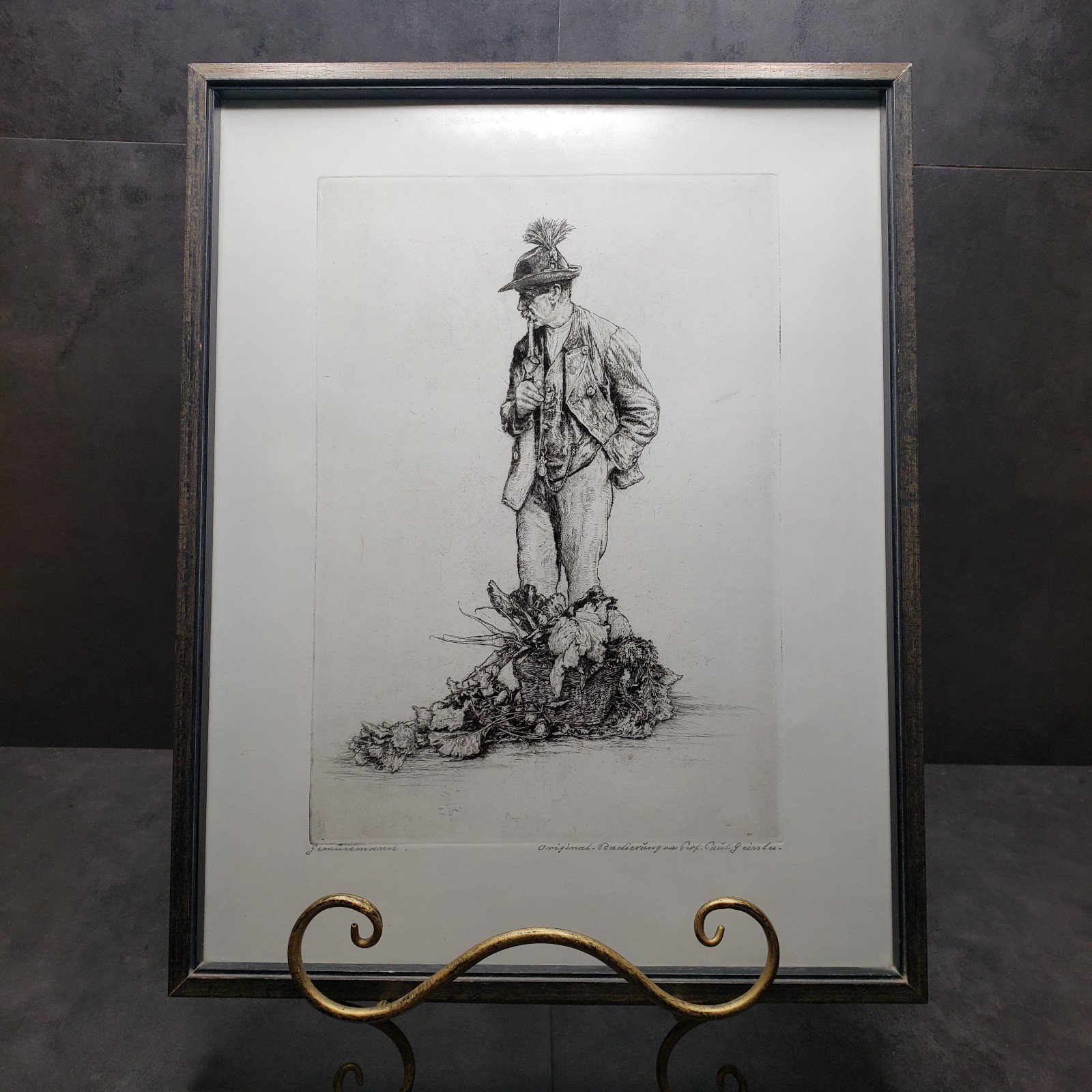 Paul Geissler Gemusemann Wet Signed Original Etching Framed