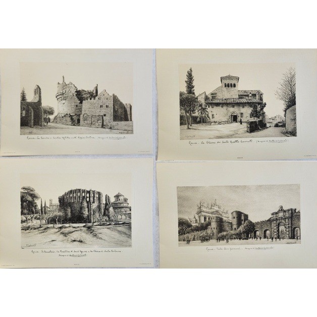 4 Antonio Carbonati ROMA Architectural Prints + Original Jacket 1950 Rare