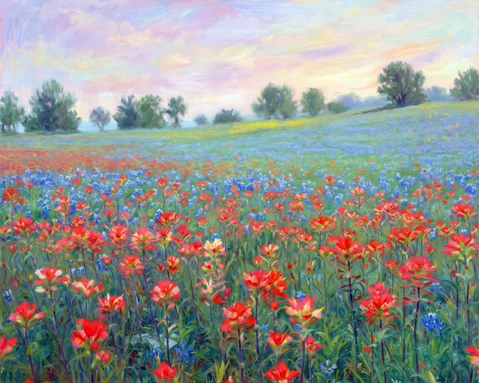 Farm House Art Texas Bluebonnets Flowers art print. Free Shipping 0788