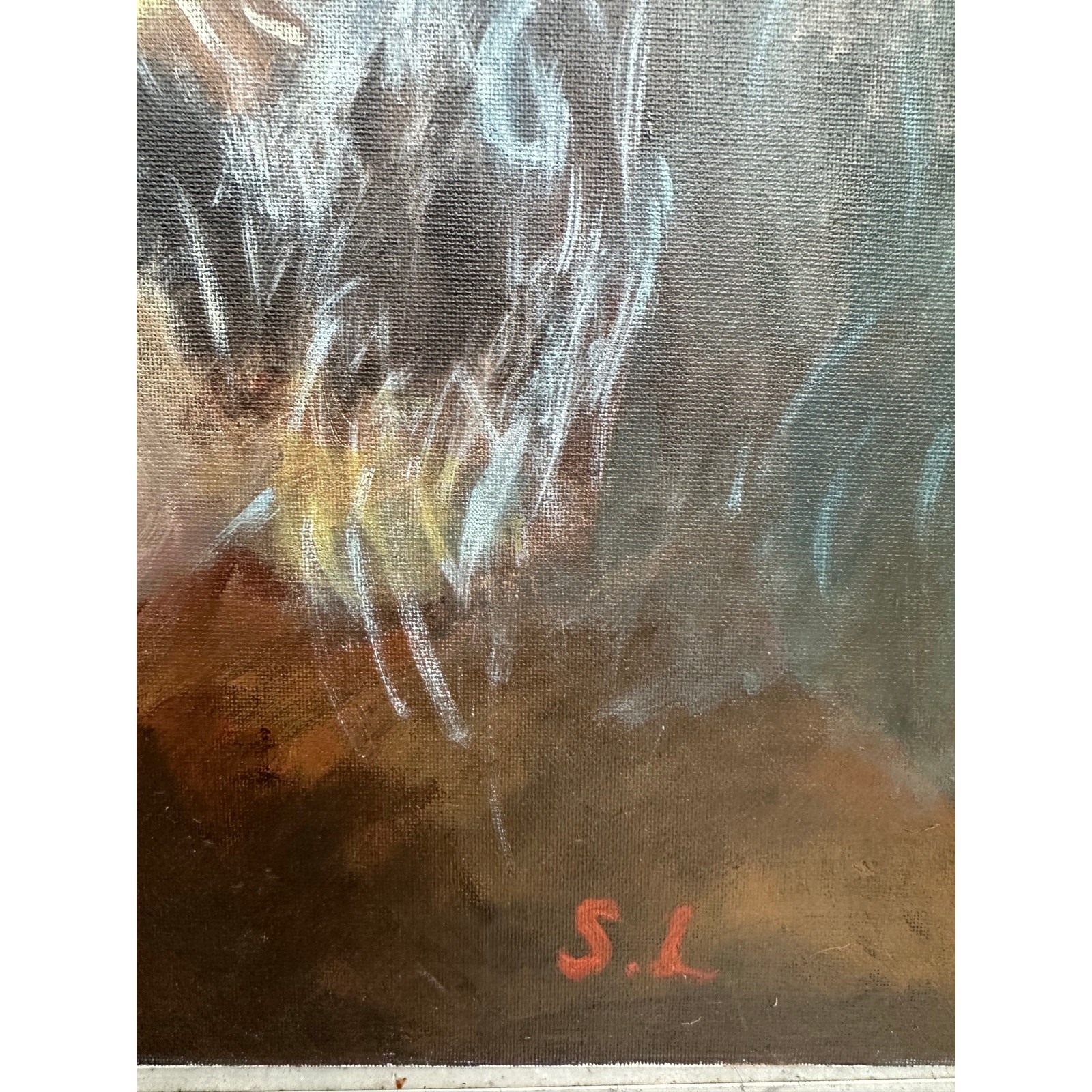 Hand painted portrait Painting study man’s face w/beard w/brushstrokes dark S.L.