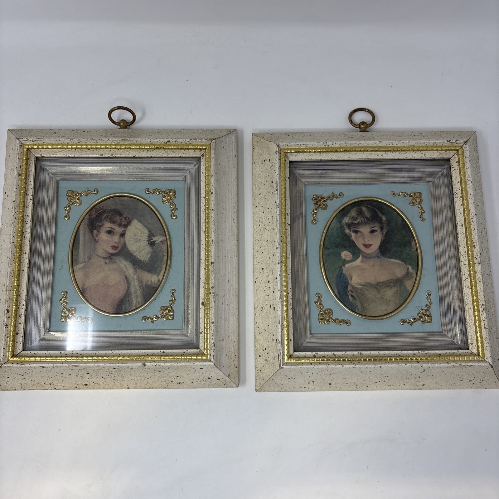 Vtg Cydney Grossman American Beauties Prints 1950s Lady Flowers Set Powder Room