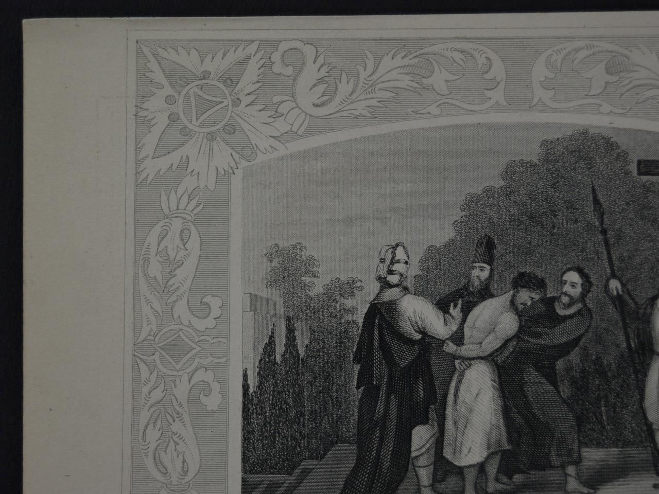 Antique Religious Art Haman is Hanged 1860 Old Testament Christian History