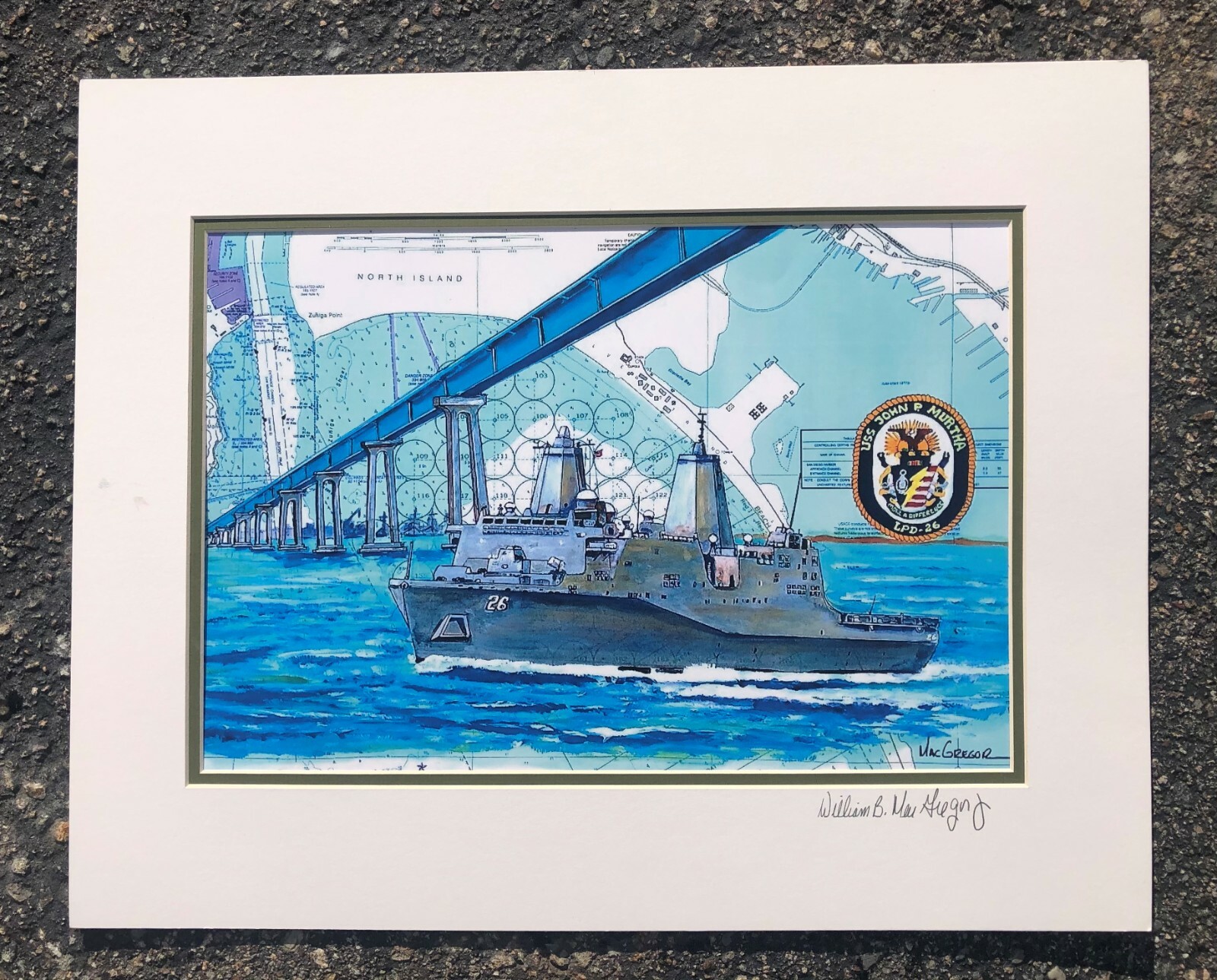 USS John P. Murtha LPD-26 art print US Navy ship sailor retired veteran gift for