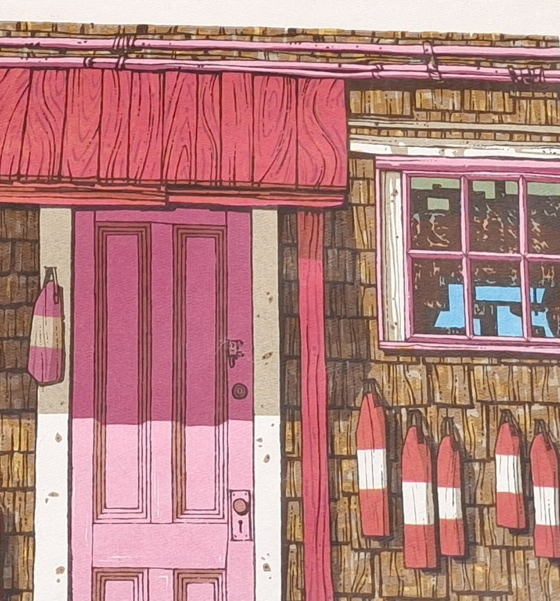 The Pink Door Signed Serigraph deCoste Ed 47 Rocky Neck Gloucester Ma c1960s