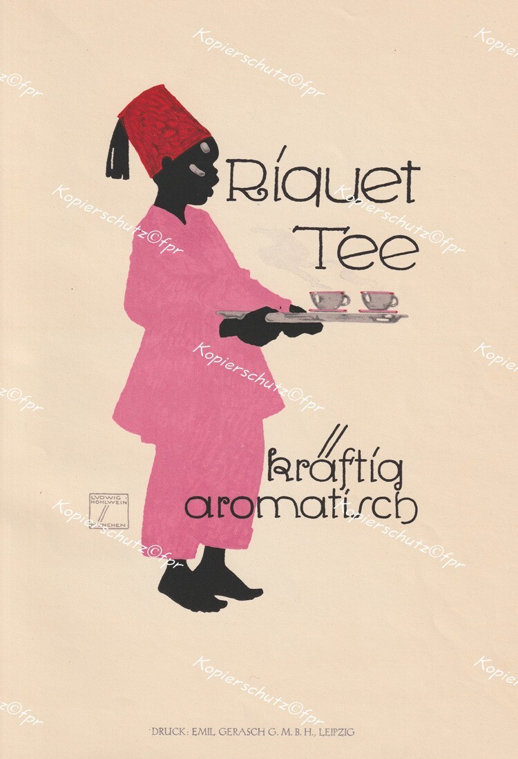 Ludwig Hohlwein Riquet tea Leipzig tea cup Mohr Fez tea advertising poster