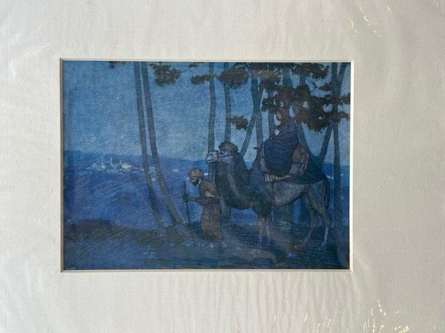 Original Vintage Matted Print Edmund Dulac c1918 Ali Baba and 40 Thieves