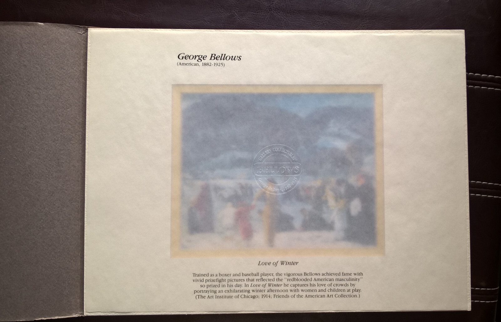 George Bellows Matted Print LOVE OF WINTER New York Aschan School Realism Art