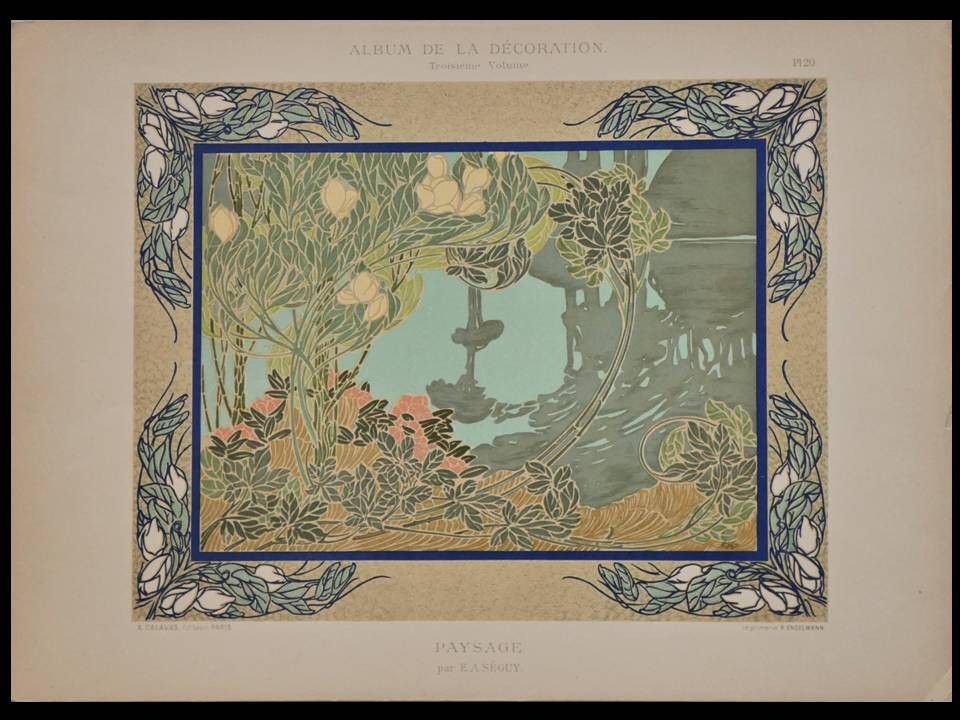 EMILE SEGUY, LANDSCAPE – 1901 LITHOGRAPH – FRENCH ART NOUVEAU