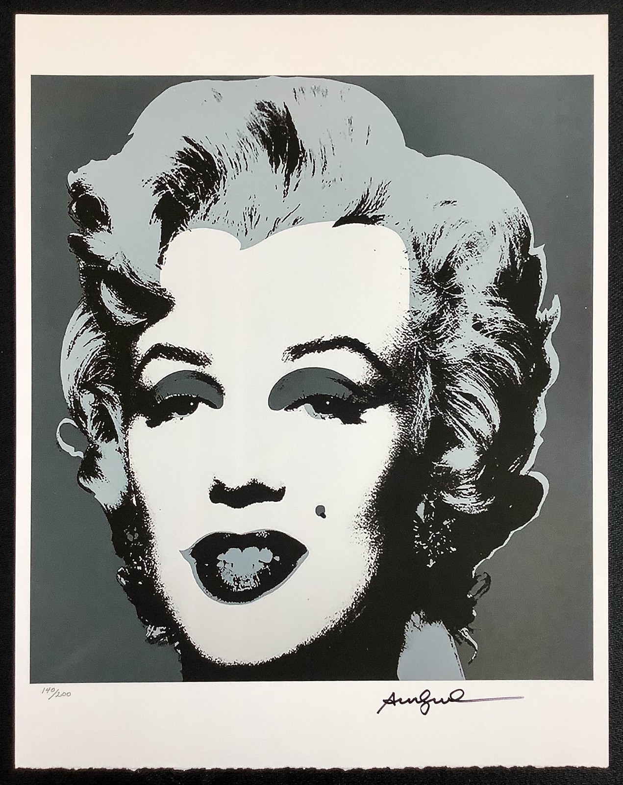 Andy Warhol Hand Signed 17×22 Limited Edition No. 140/200, Marilyn Grey Edition