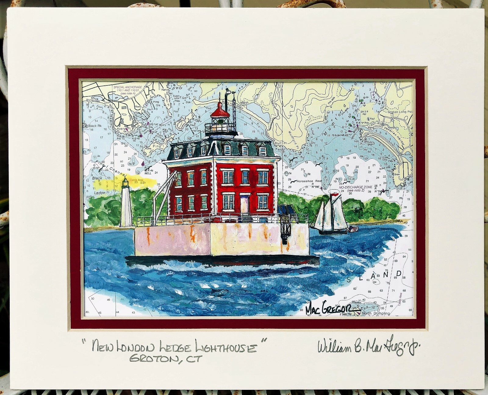 NEW LONDON LEDGE LIGHTHOUSE Art Print Harbor Groton Coast Guard CT light gift to