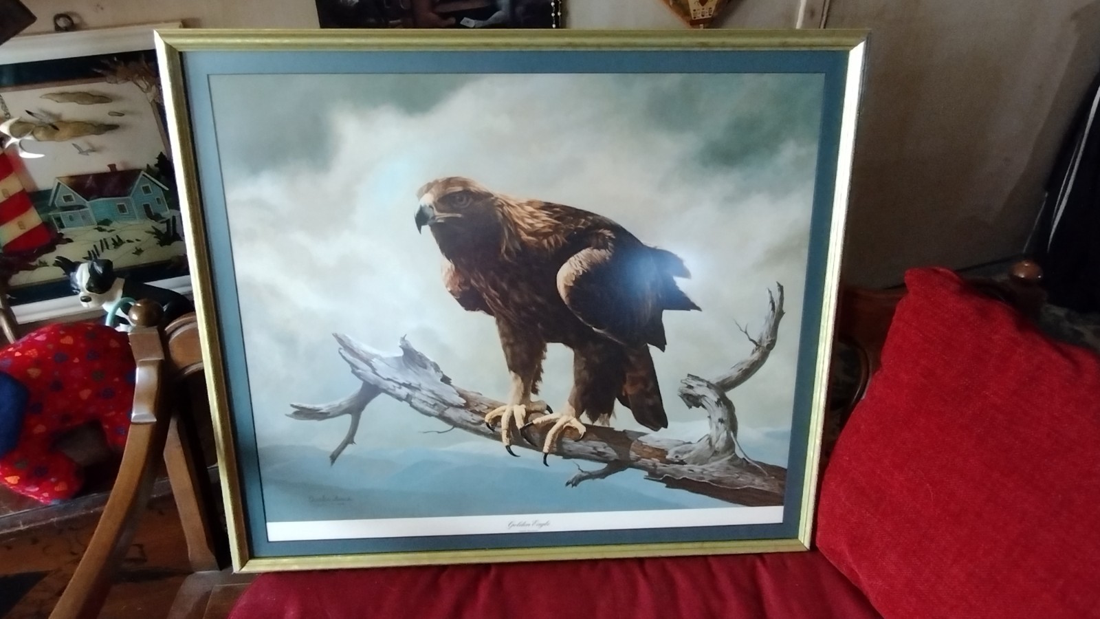 Charles Frace’ Golden Eagle Lithograph Framed Picture,31 1/2 x 27 1/2!
