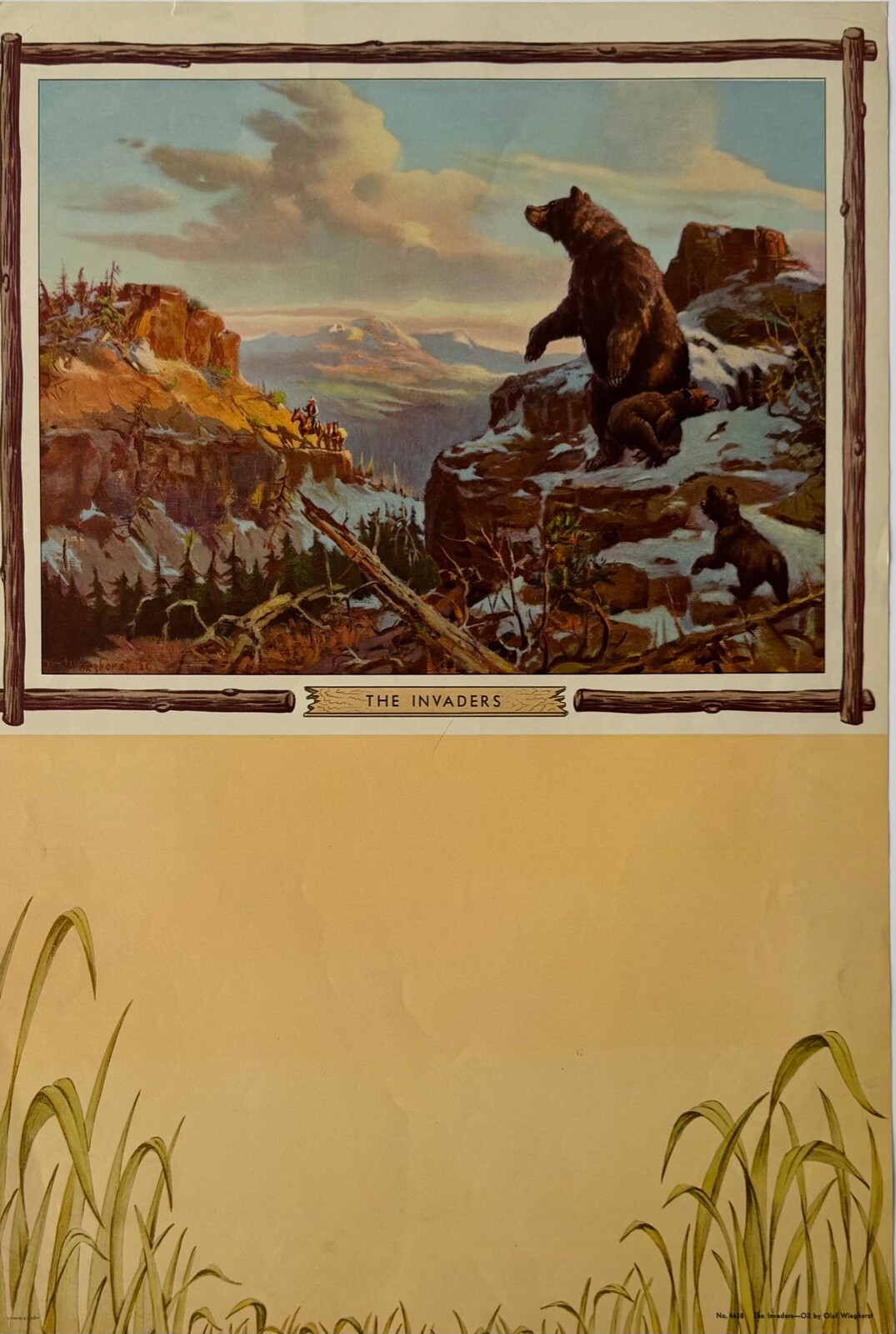 The Invaders, Original Vintage Olaf Weghorst Western Calendar Print, Bears