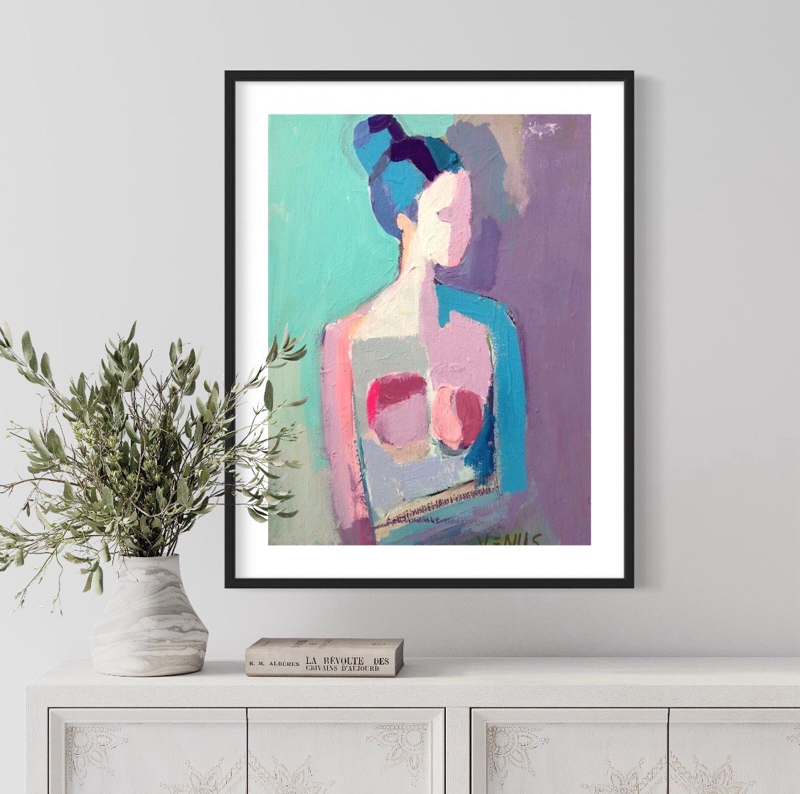 Original Painting Figurative Fine ART PRINT Colorful Abstract Expressive Woman