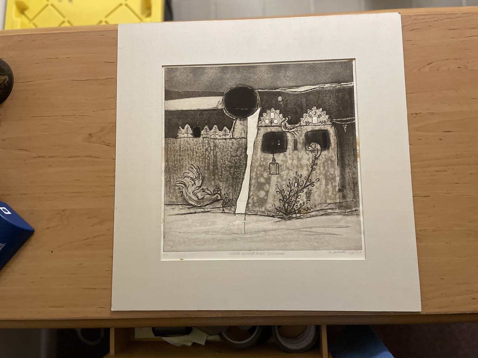 Ghayas Akhras 1970 Etching Da File Soleil Noir 1/15 22/22 Inches