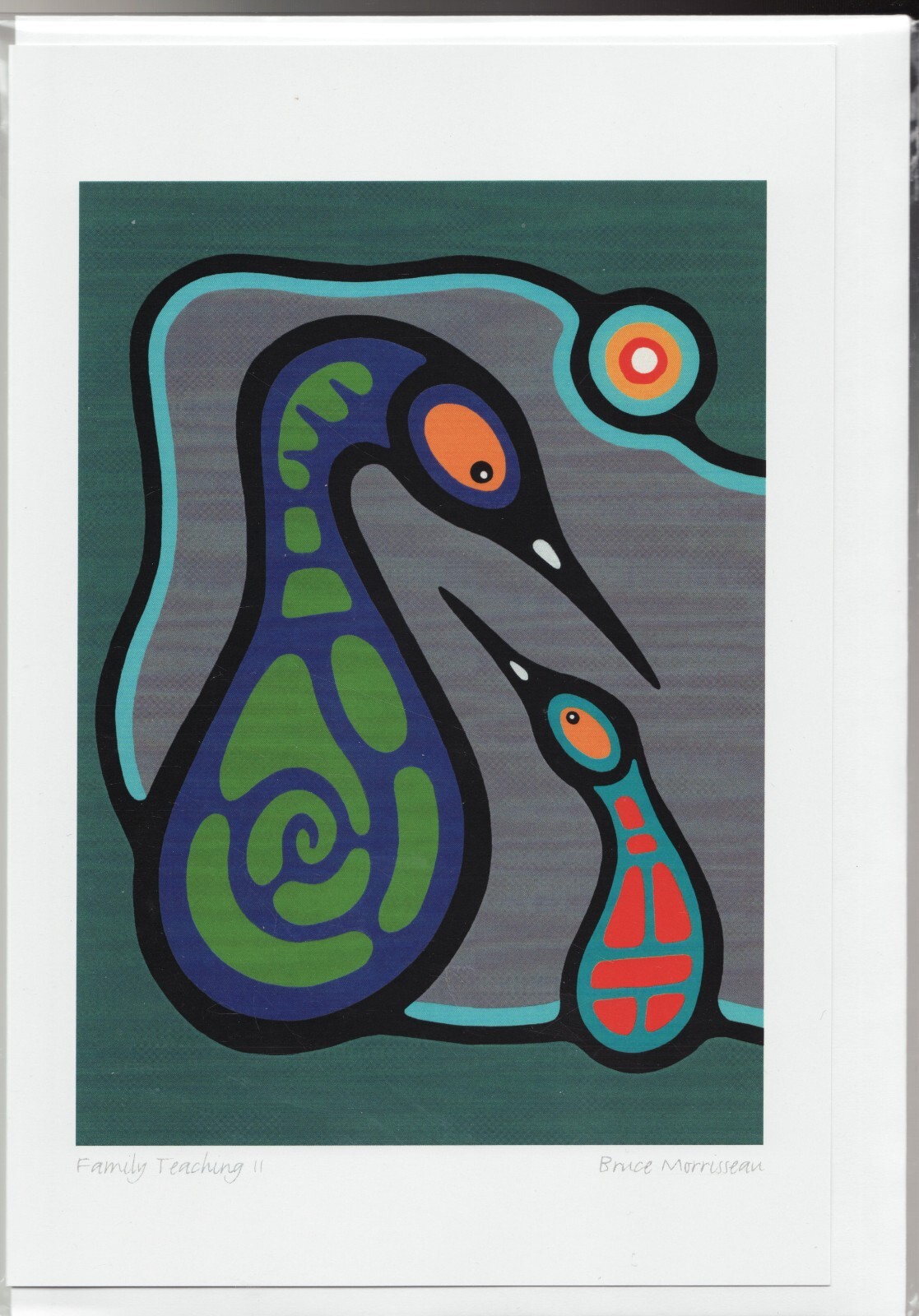 FAMILY TEACHING II – Ojibwe Loon art by Bruce Morrisseau – New 6″ x 9″ Art Card