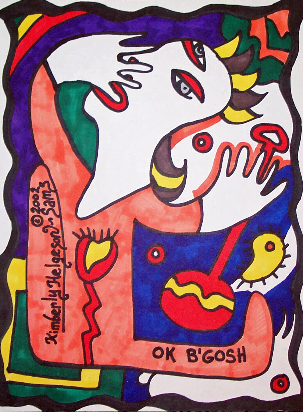 Baby Making Hand Prints Pop Cubist Art Print 8×10 Artist Kimberly Helgeson Sams