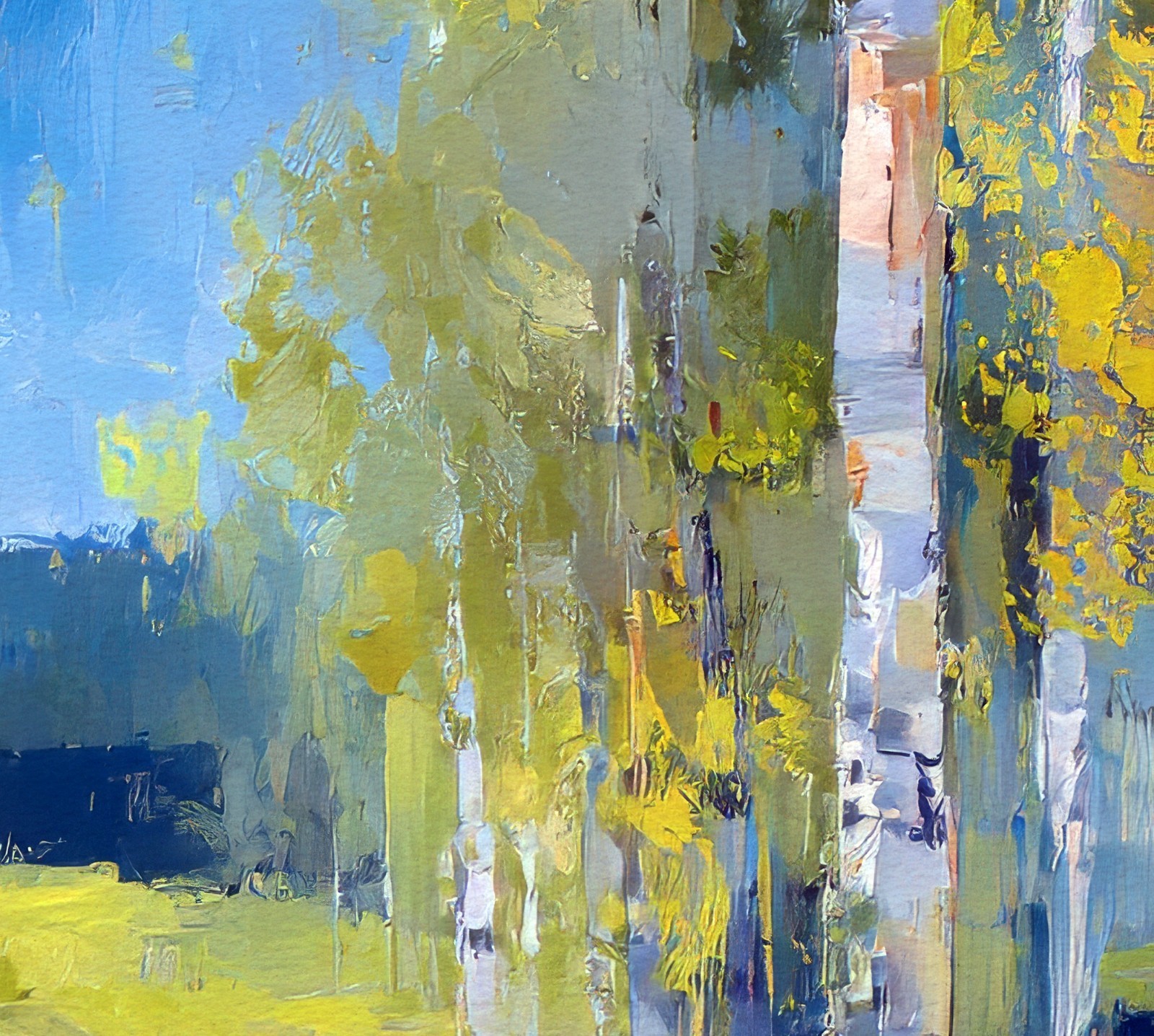 Birch Tree Woodland Path 5″x7″ Print on Matte Paper | Peaceful Forest Oil