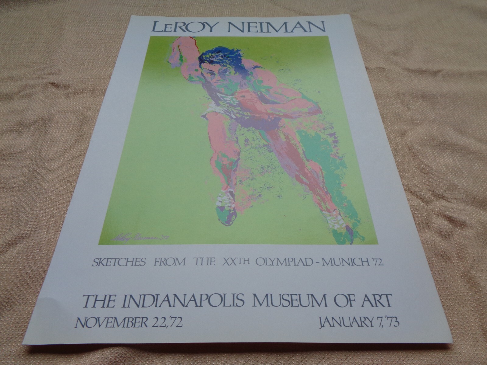 LeRoy Neiman Munich 1972 Olympics Track Runner Poster Art Print Museum Sport VTG