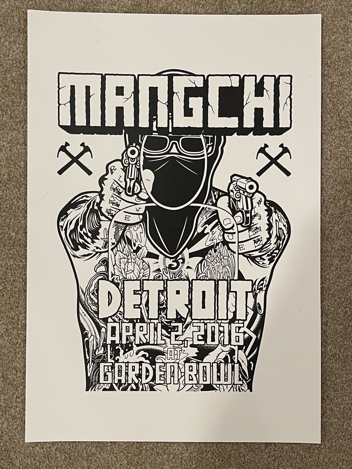 Mangchi band Poster David Choe Mike Giant 2016 Dvdasa – Detroit Show 13”x19”