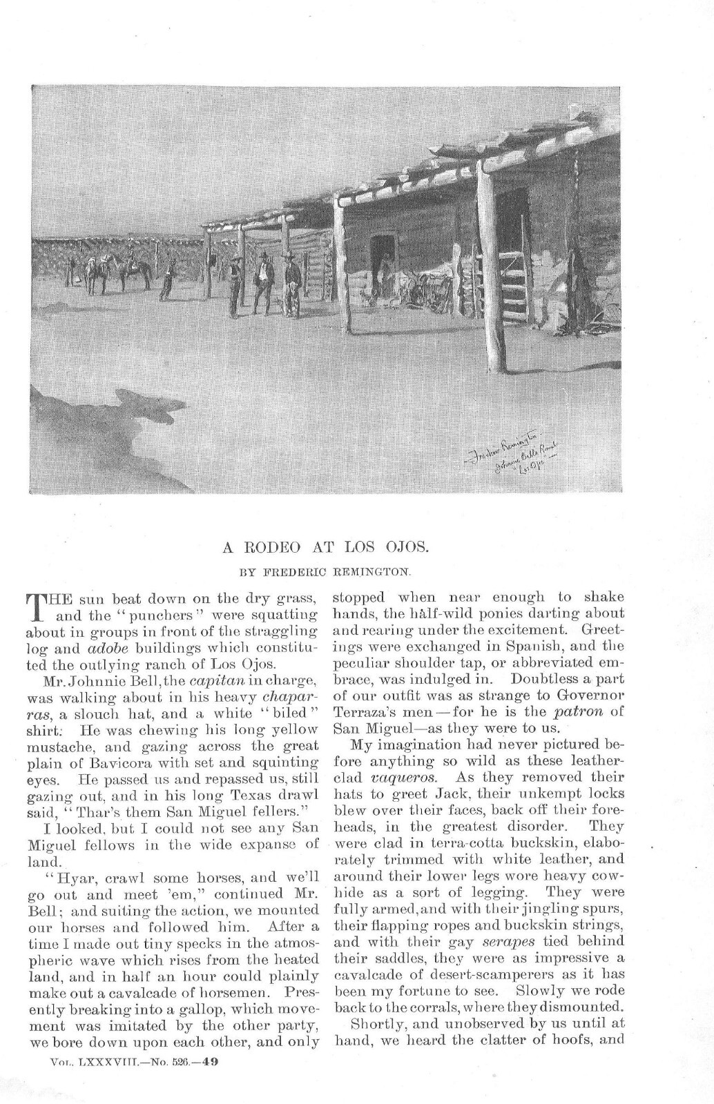 A Rodeo at Los Ojos – Story and Art by Frederic Remington -1894 Historical Print